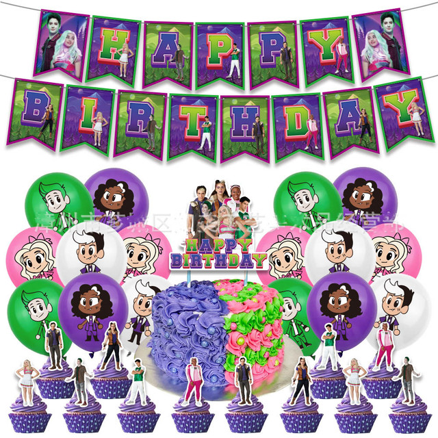 Latex Balloon Supplies Set Banner, Disney Zombies Party Supplies